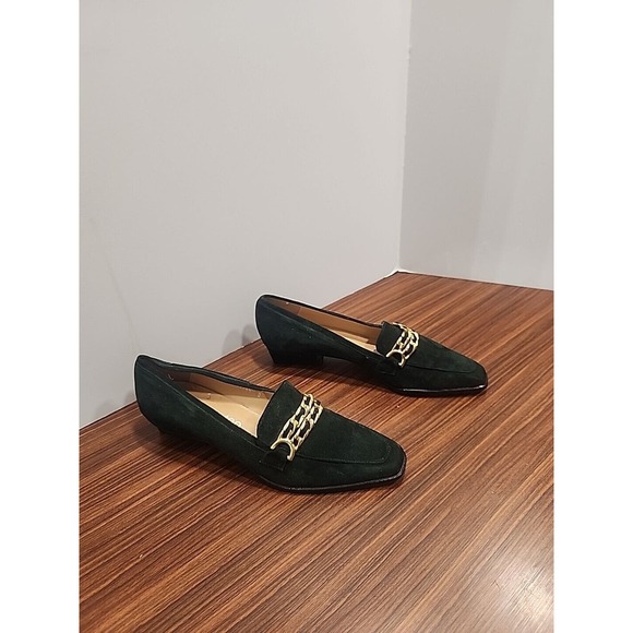 Sacha Too Women's Green Soft Suede Shoes W‎ Gold Chains size 8 AA - Picture 4 of 9
